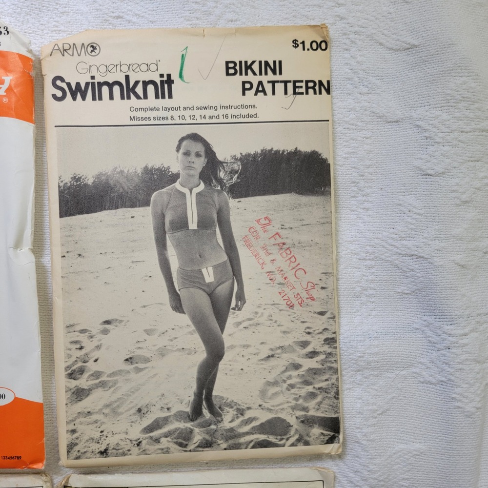 Vintage 60s 70s Sewing Patterns Lot Swimsuit Bikini Nightgown Peignoir 4pc Set - Picture 3 of 9